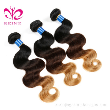 REINE Cheap Ombre Virgin Human Hair Weave 1B 4 27 Unprocessed Wholesale Human Hair Weave Bundles